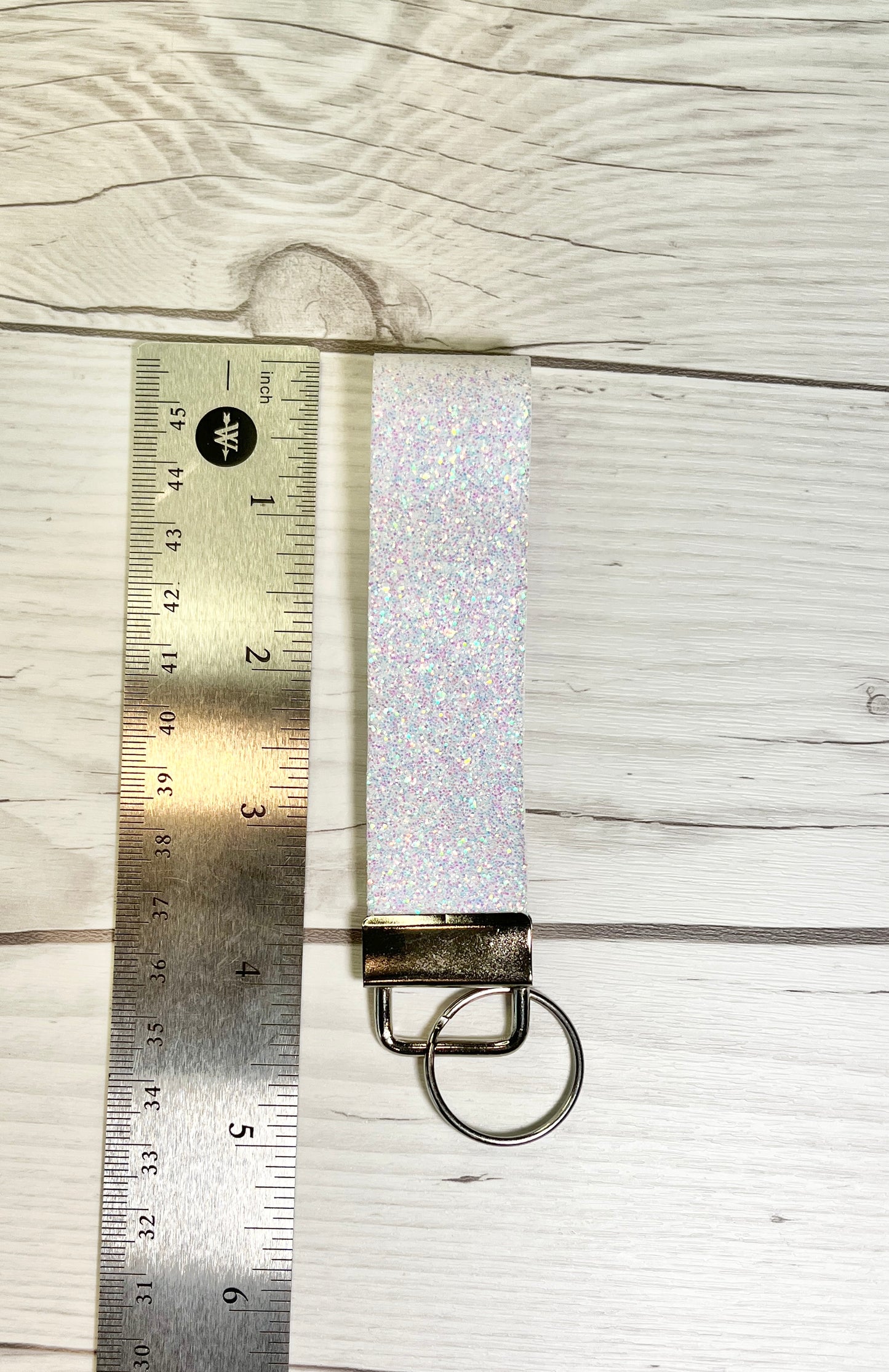 White Glitter Kids Custom Safety Keychain