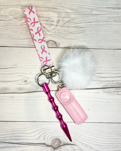 Pink Ribbon Safety Keychain