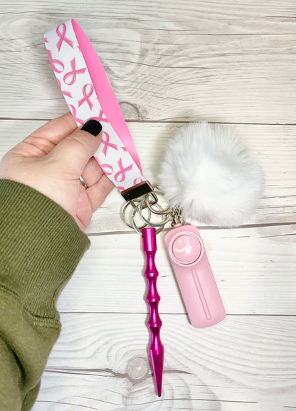 Pink Ribbon Safety Keychain