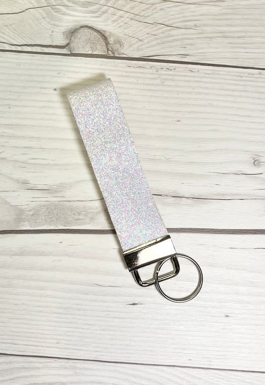 White Glitter Kids Custom Safety Keychain